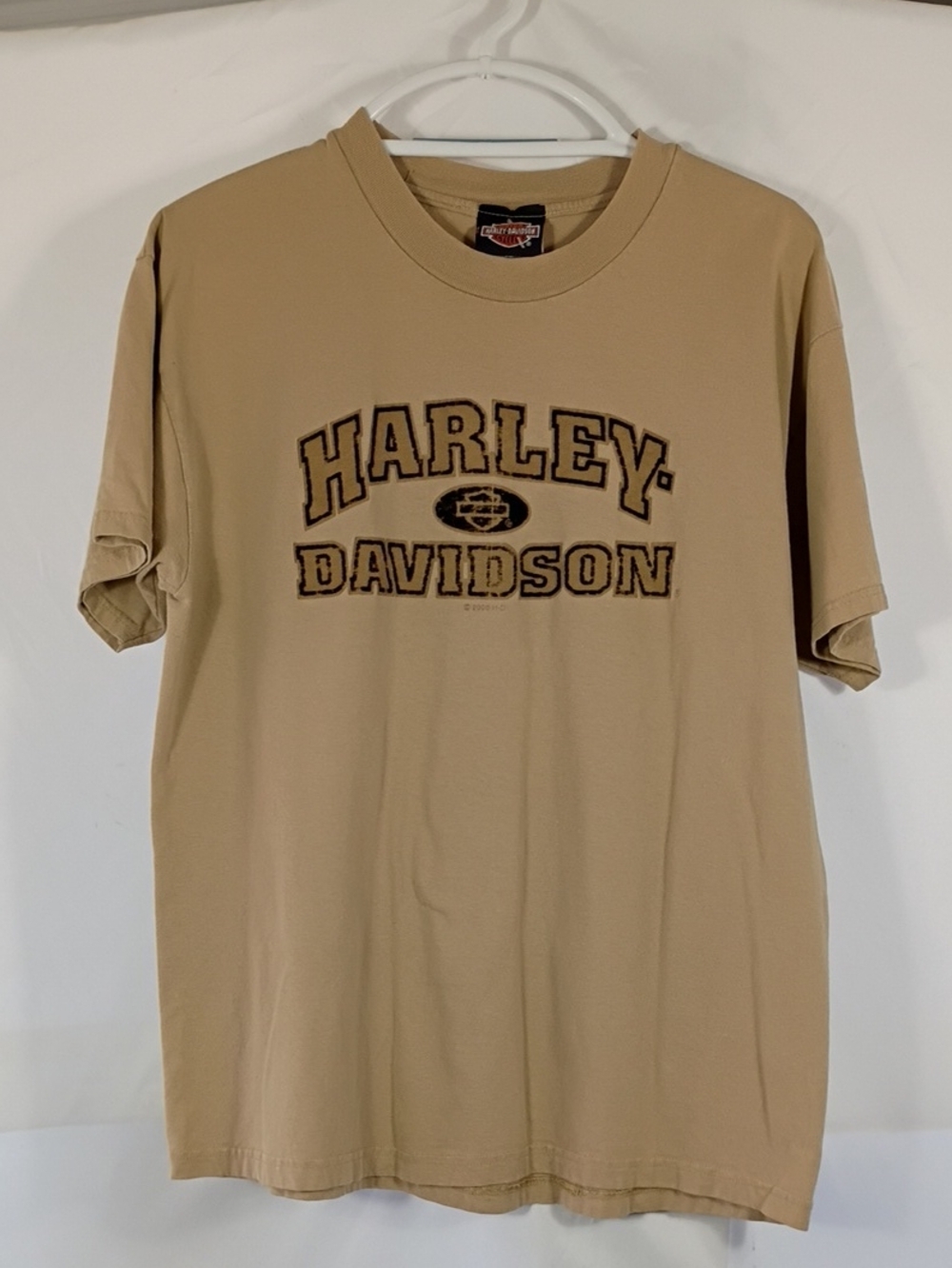 Vintage Harley Davidson Velvet Spellout Crewneck Tshirt Evansville Indiana Sz Lg